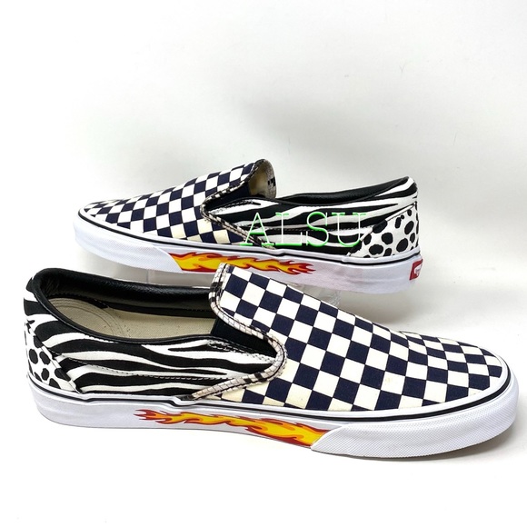 VANS Customaed Classic Slip On Checker Fire Men’s - Picture 9 of 10